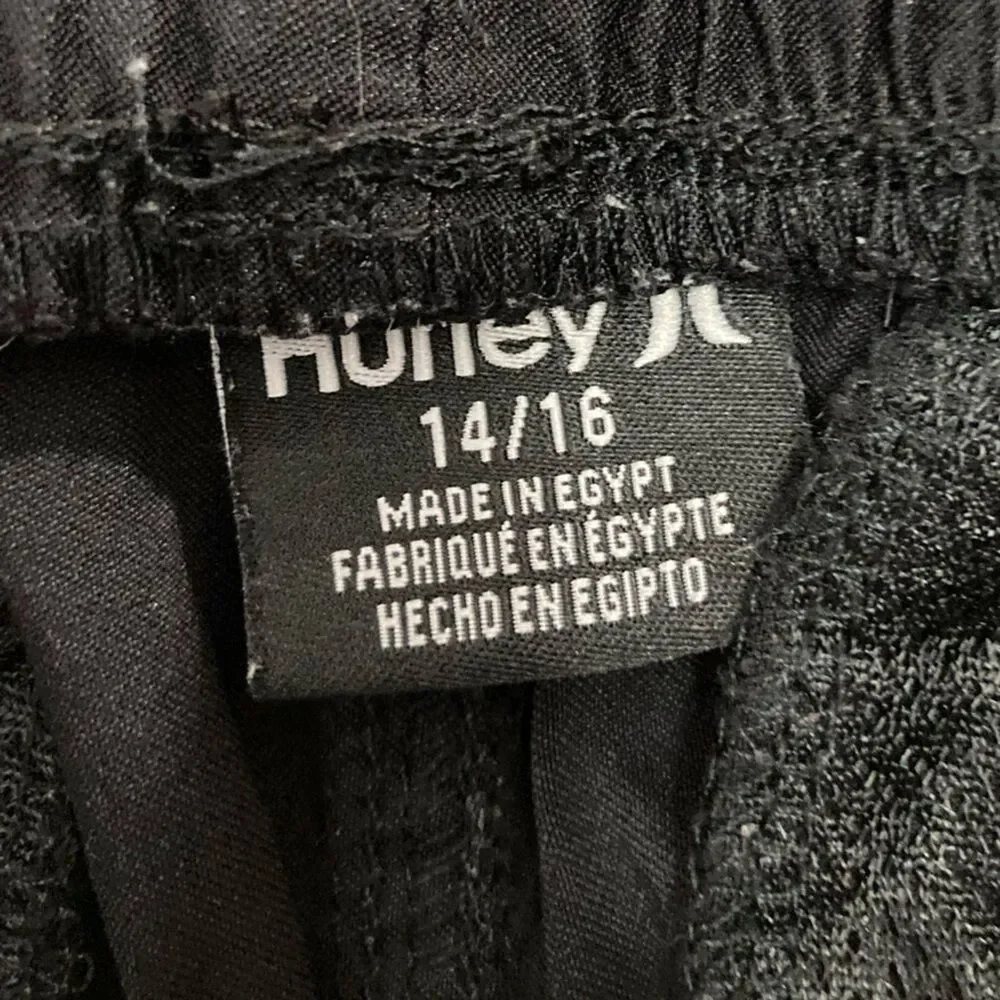 Hurley Boys 14/16 Black Nylon Jogger Pants Pull-On Pockets Outdoor Gorpcore